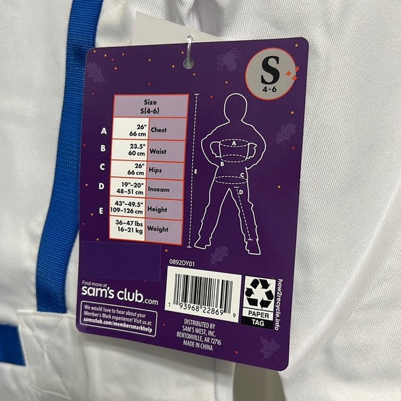 Astronaut halloween costume. Size S 4-6. Jumpsuit white blue - Picture 5 of 9
